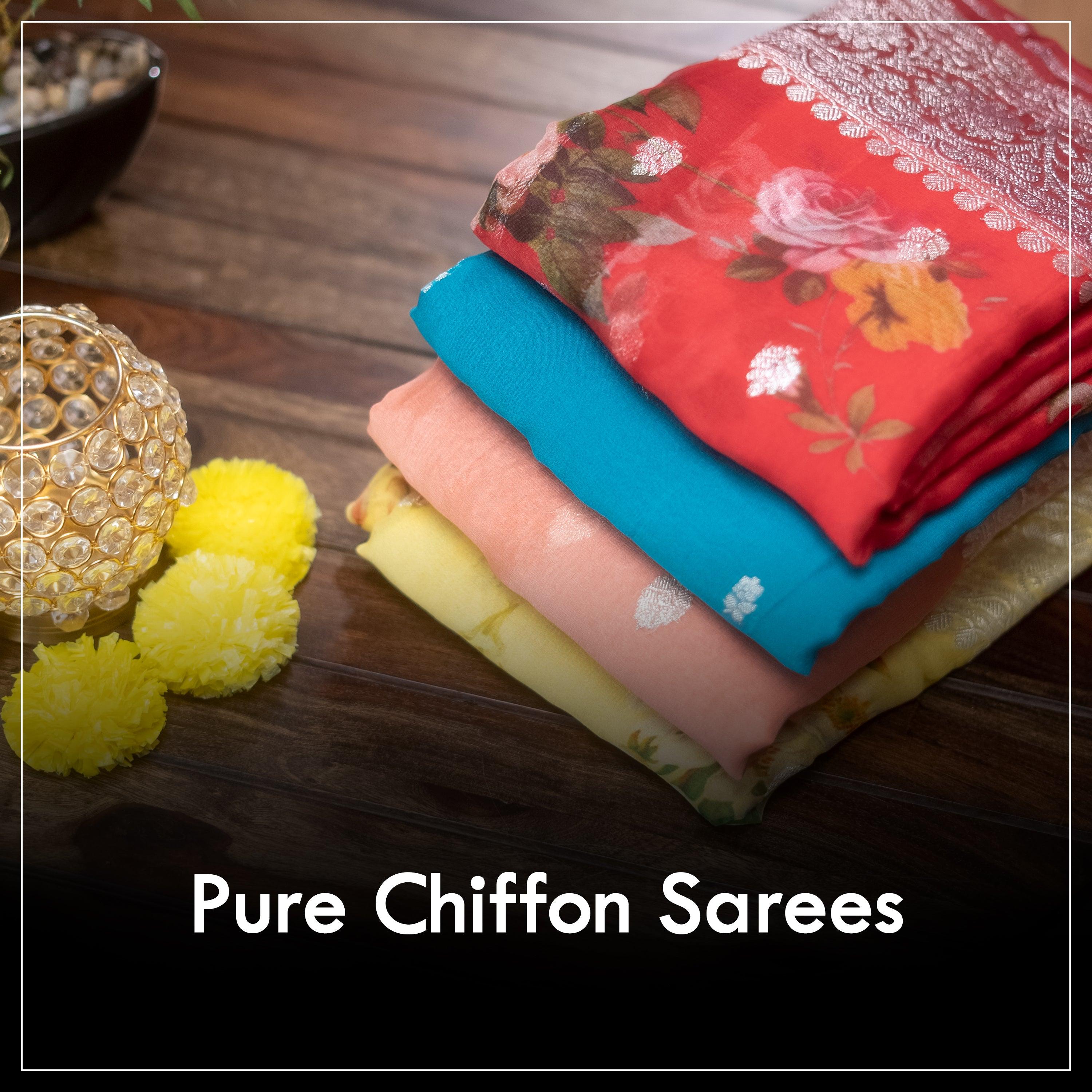 Pure Chiffon Casual Wear Satin Ciffon saree with sequen Blouse