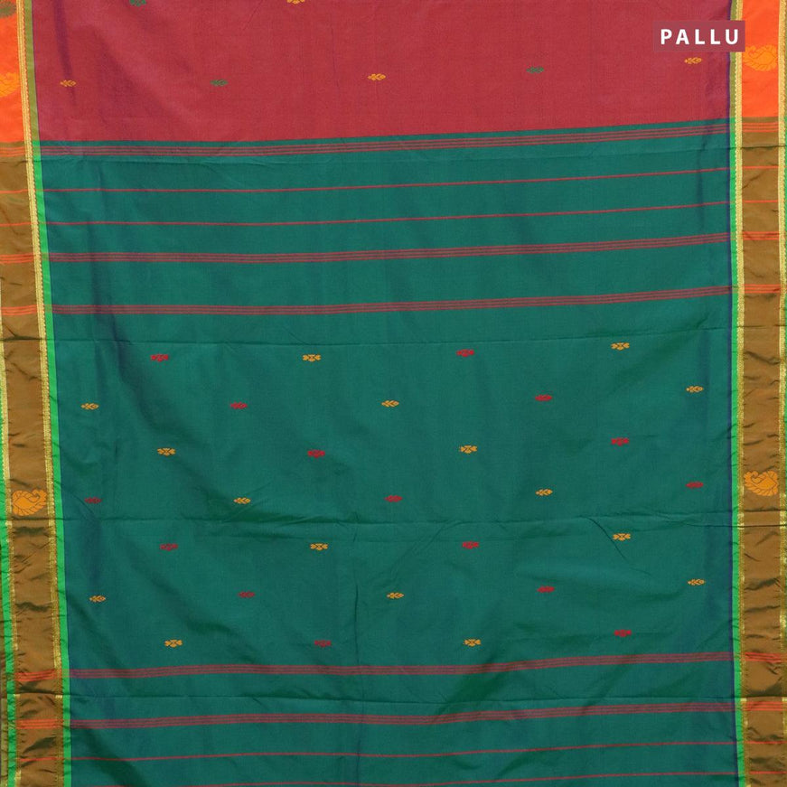 10 yards arani silk saree dual shade of rustic purple and orange with thread woven buttas and thread woven butta border without blouse - {{ collection.title }} by Prashanti Sarees