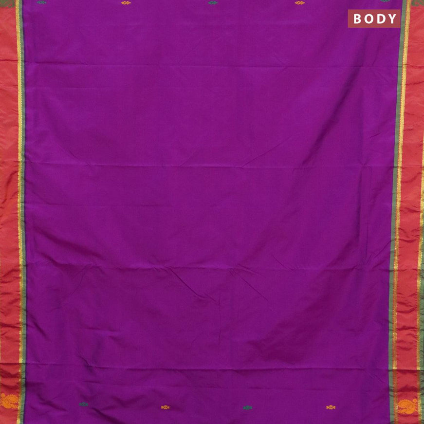 10 yards arani silk saree purple and dual shade of pinkish yellow with thread woven buttas and thread woven butta border without blouse - {{ collection.title }} by Prashanti Sarees