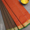 10 yards semi silk saree manthulir green and rustic orange with plain body and zari woven border without blouse - {{ collection.title }} by Prashanti Sarees