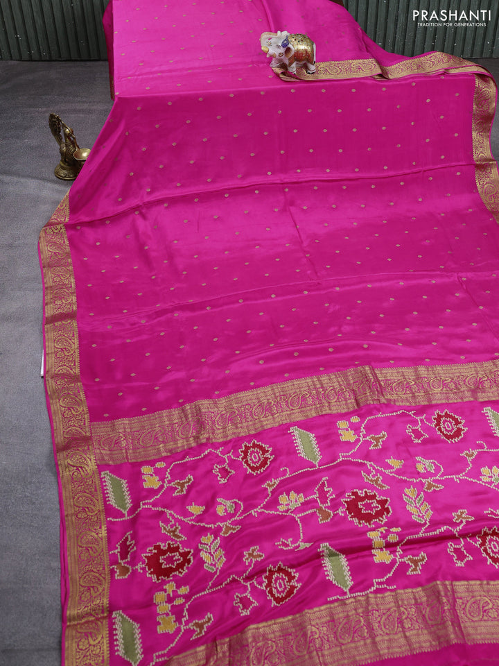Pure mysore silk saree pink with allover zari woven buttas and embroidery pallu