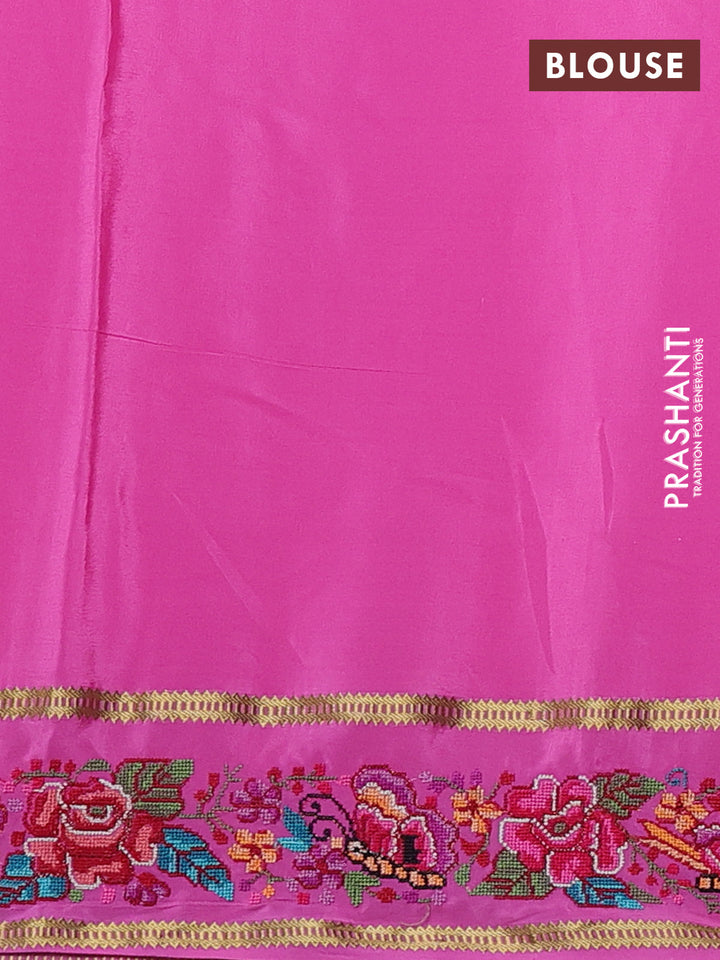 Pure mysore silk saree pink with plain body and rettapet zari woven embroidery border