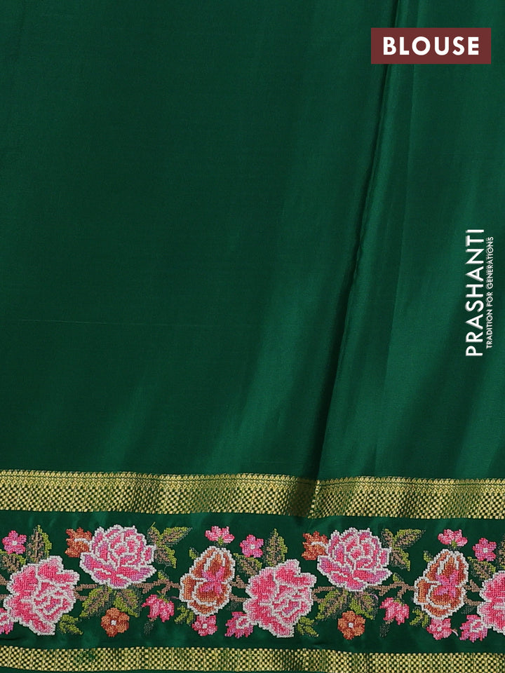 Pure mysore silk saree red and green with allover zari small checked pattern and rettapet zari woven embroidery border