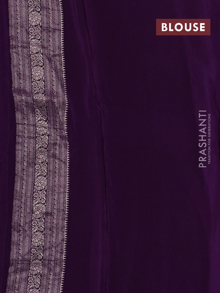 Banarasi silk saree violet with allover thread & zari woven buttas and zari woven border
