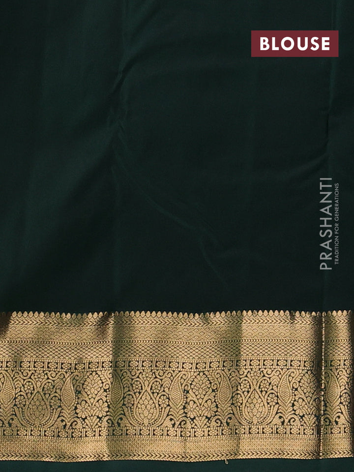 Bangalori silk saree dark mustard and bottle green with allover zari woven buttas and zari woven border