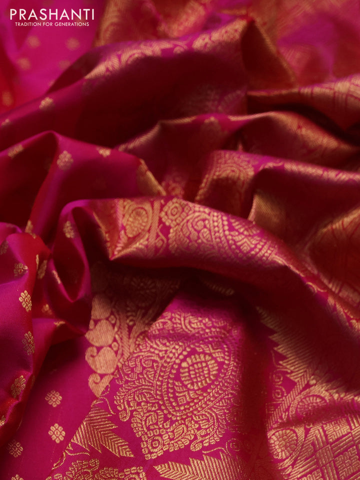 Pure kanchipuram silk saree pink with allover zari woven small buttas and zari woven border
