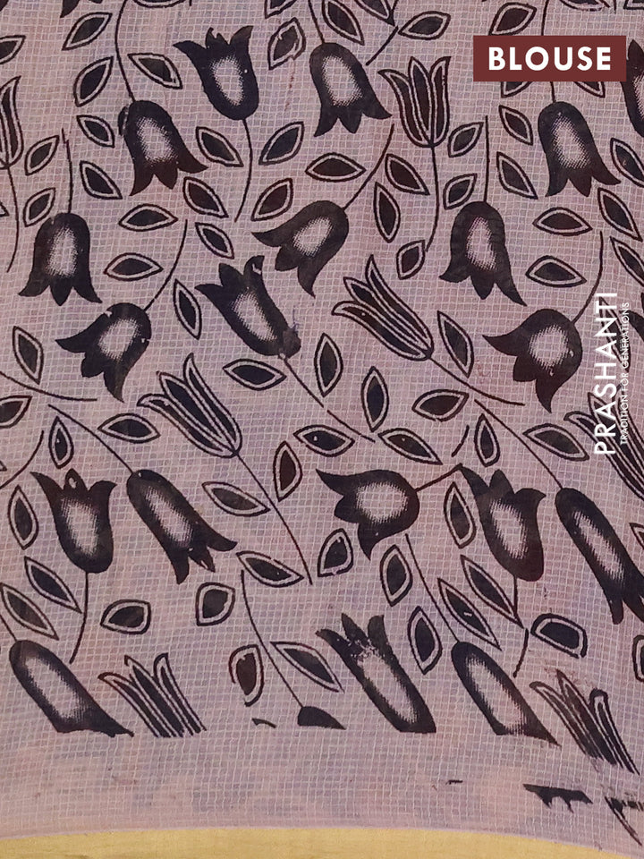 Kota kalamkari cotton saree maroon and blue with allover prints and piping border