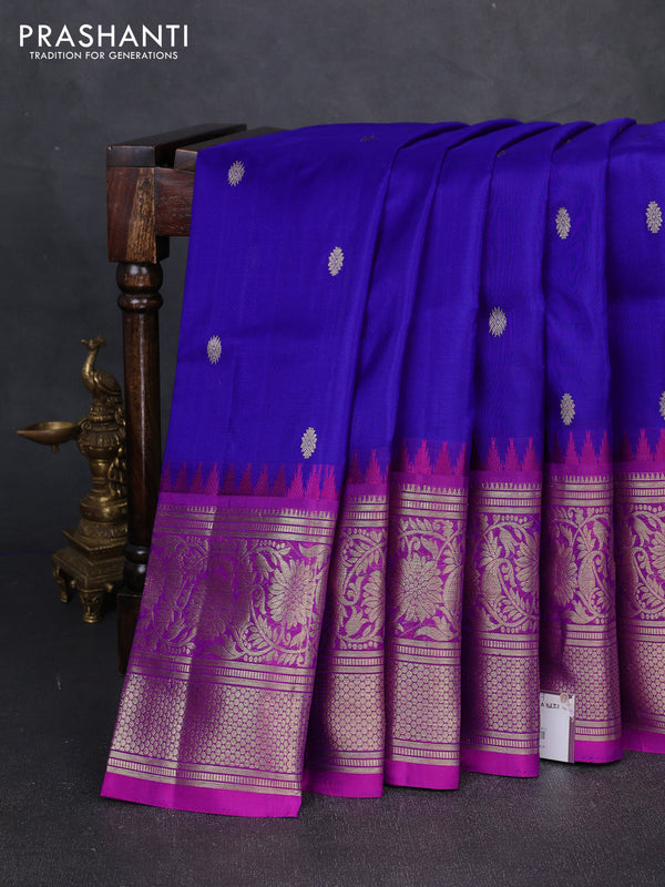Venkatagiri silk saree royal blue and pink with allover zari woven buttas and long zari woven border