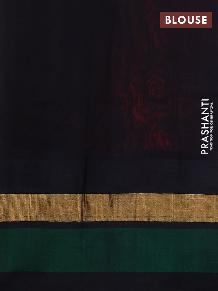 Kuppadam silk cotton saree red and black with plain body and temple design zari woven simple border