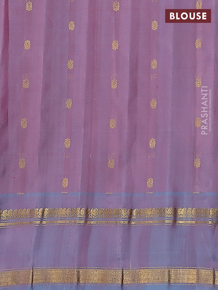 Pure gadwal silk saree light pink and lavender shade with silver & gold zari woven buttas and rettapet zari woven border