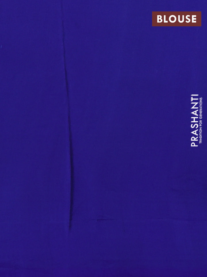 Pure soft silk saree blue with thread woven buttas in borderless style