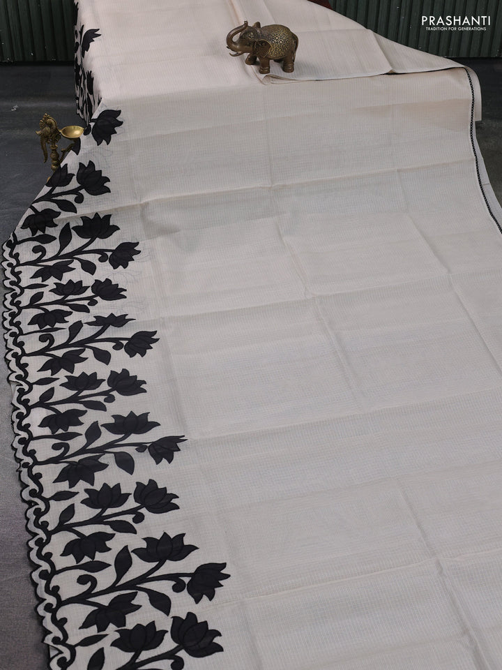Kota saree beige and black with kalamkari applique work