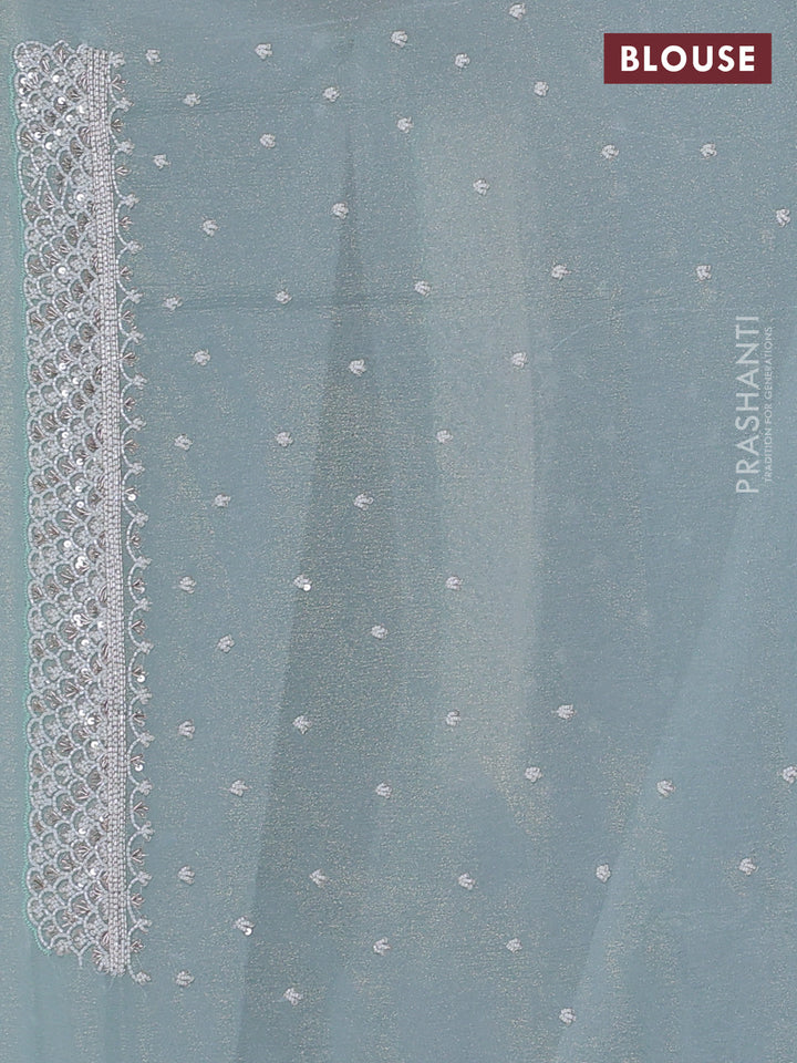 Crush tissue saree teal shade with beaded work and sequin & cut beaded work border