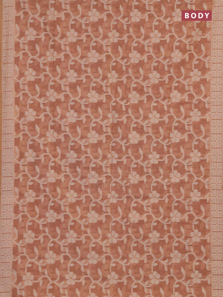 Linen cotton saree peach shade with allover jamdhani weaves