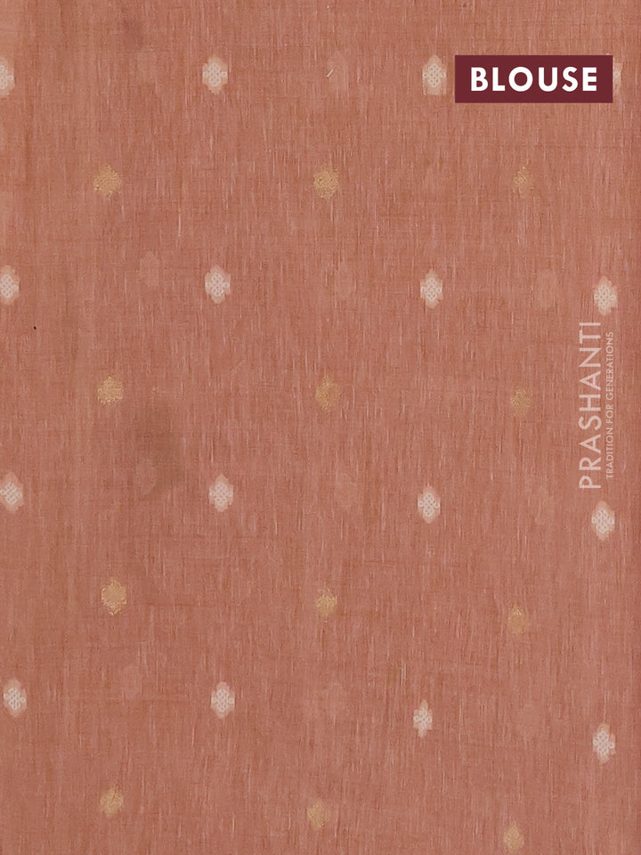 Linen cotton saree peach shade with allover jamdhani weaves