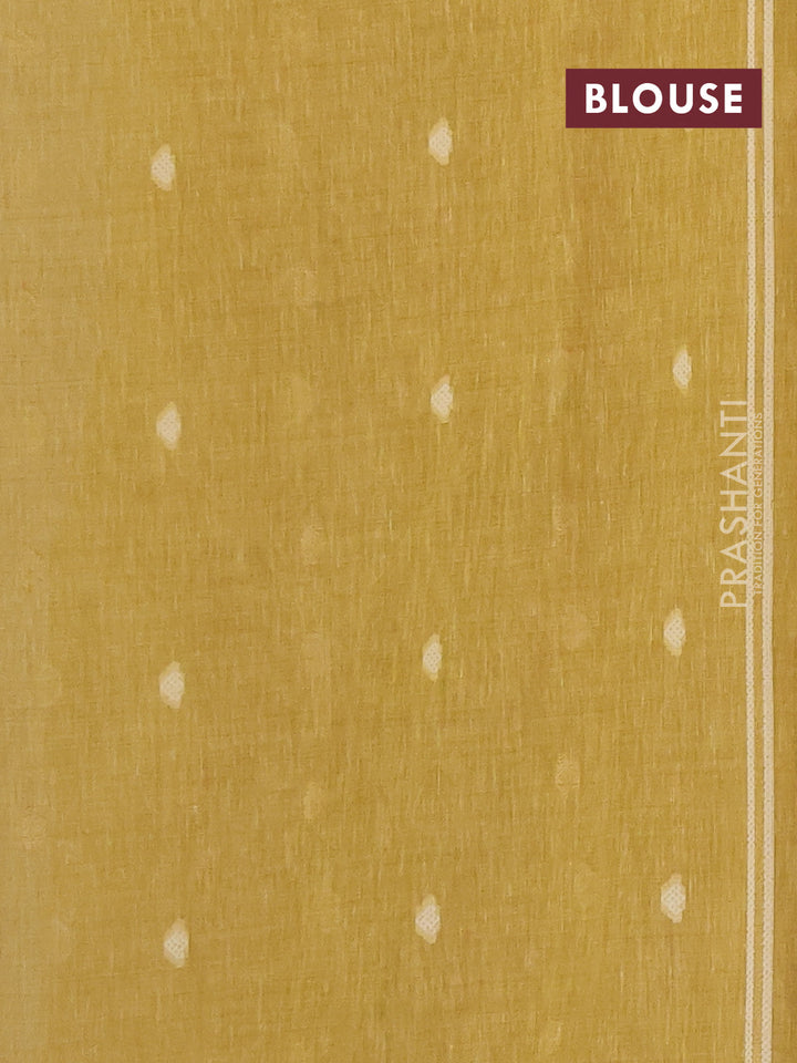 Linen cotton saree mustard yellow with allover jamdhani weaves