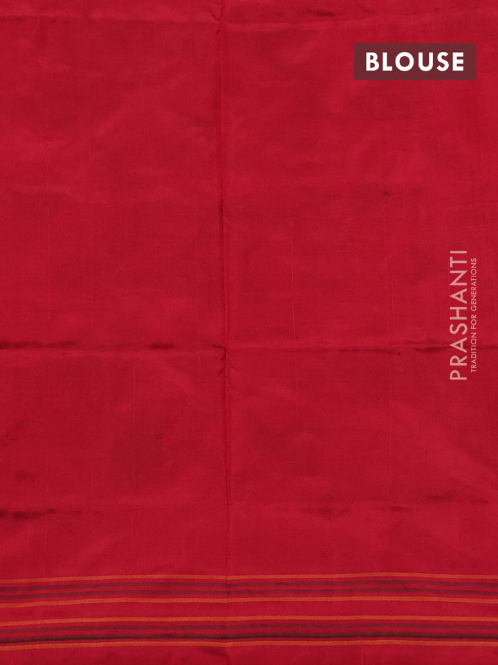 Pochampally silk saree dual shade of red shade and red with allover patola weaves and rettapet border