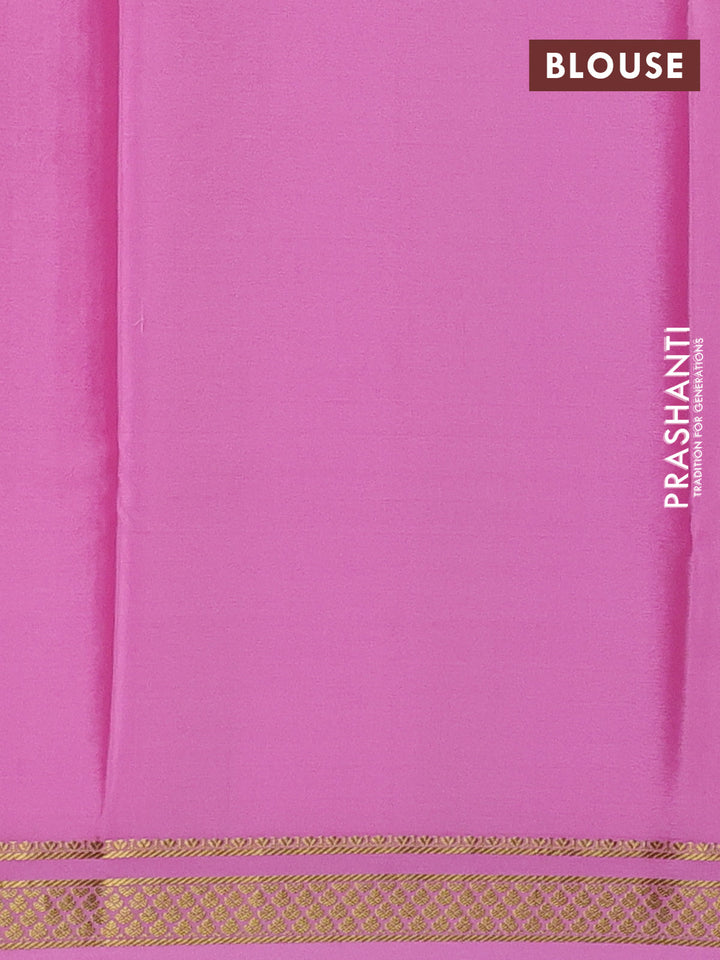 Pure mysore silk saree purple shade and light pink with allover zari woven checked pattern and zari woven border