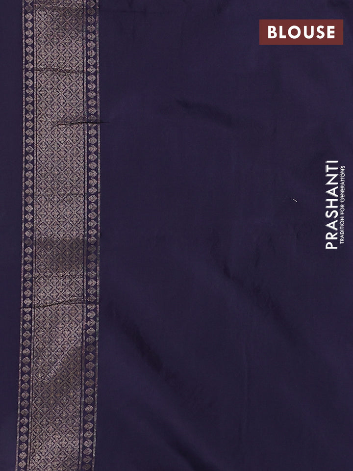Pure banarasi silk saree blue with thread & zari woven floral buttas and zari woven border