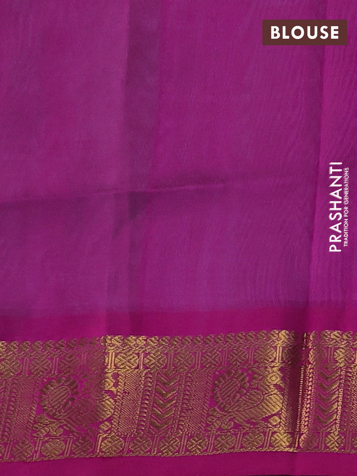 Silk cotton saree dual shade of green shade and pink with paisley zari woven buttas and zari woven border