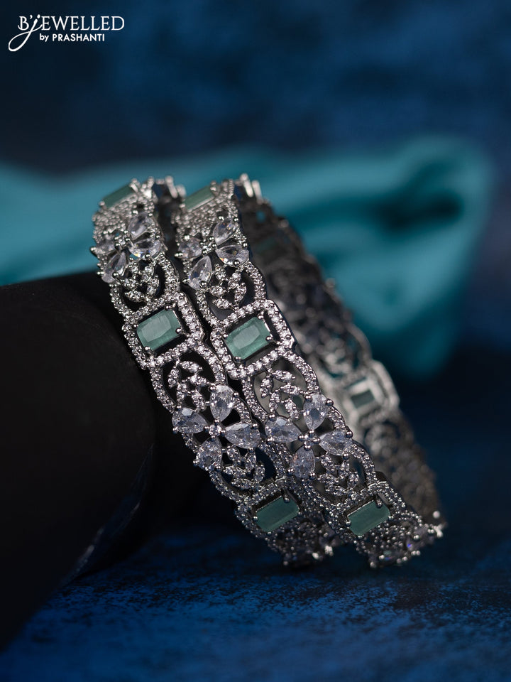 Zircon bangle with mint green and cz stones