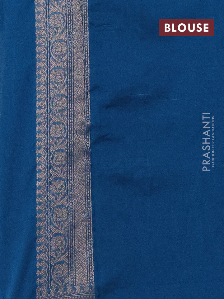 Banarasi semi silk saree cs blue with allover thread & zari weaves and woven border