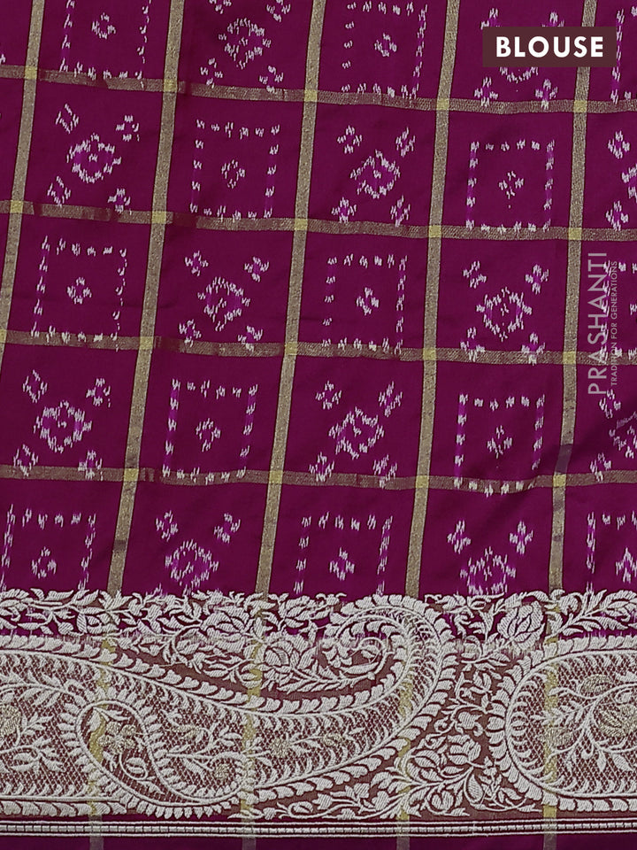 Pure raw silk saree magenta pink with embroidery buttas and paisley embroidery border
