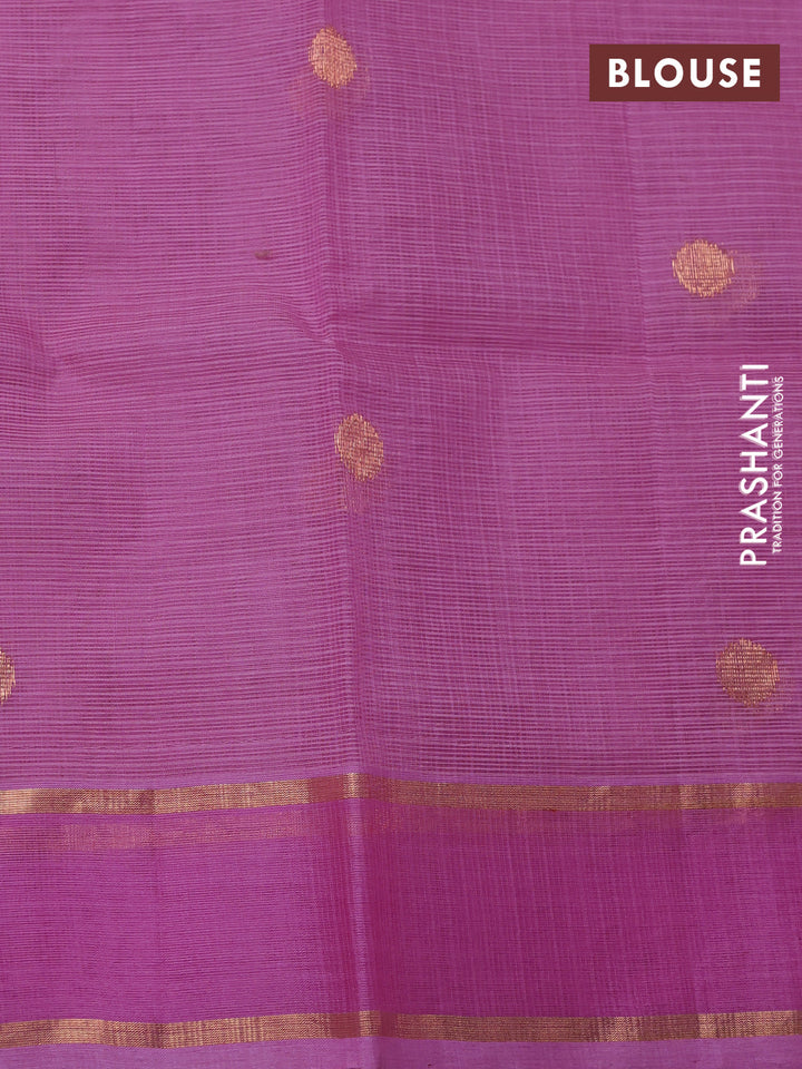 Pure zari kota silk saree cream and light pink with silver & copper zari woven floral buttas and floral design rettapet zari woven border
