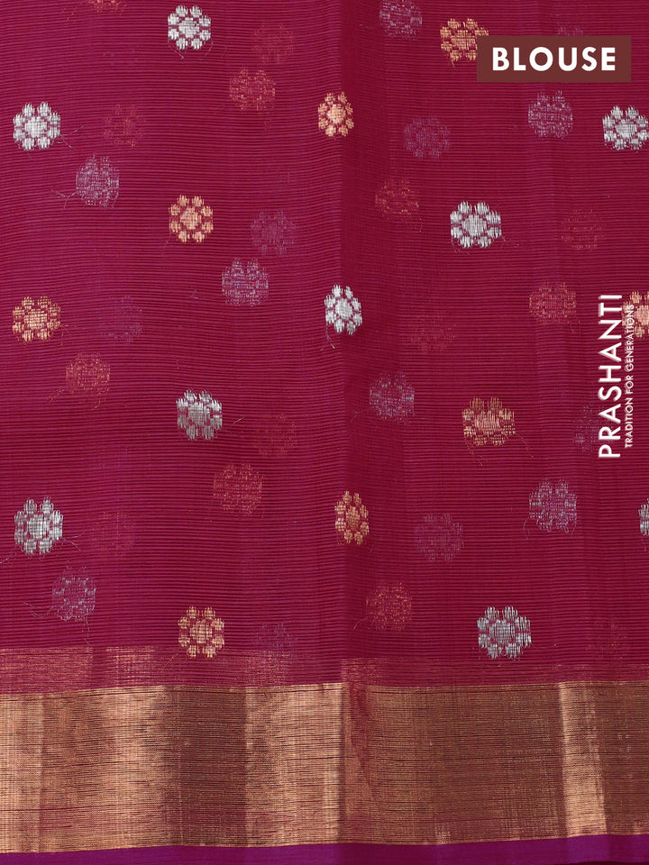 Pure zari tissue kota silk saree beige and pink with allover silver & copper floral zari weaves and copper zari woven border
