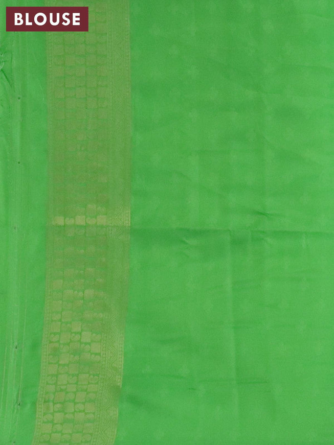 Banarasi softy silk saree cream and green with allover zari weaves & floral digital prints and zari woven border - {{ collection.title }} by Prashanti Sarees