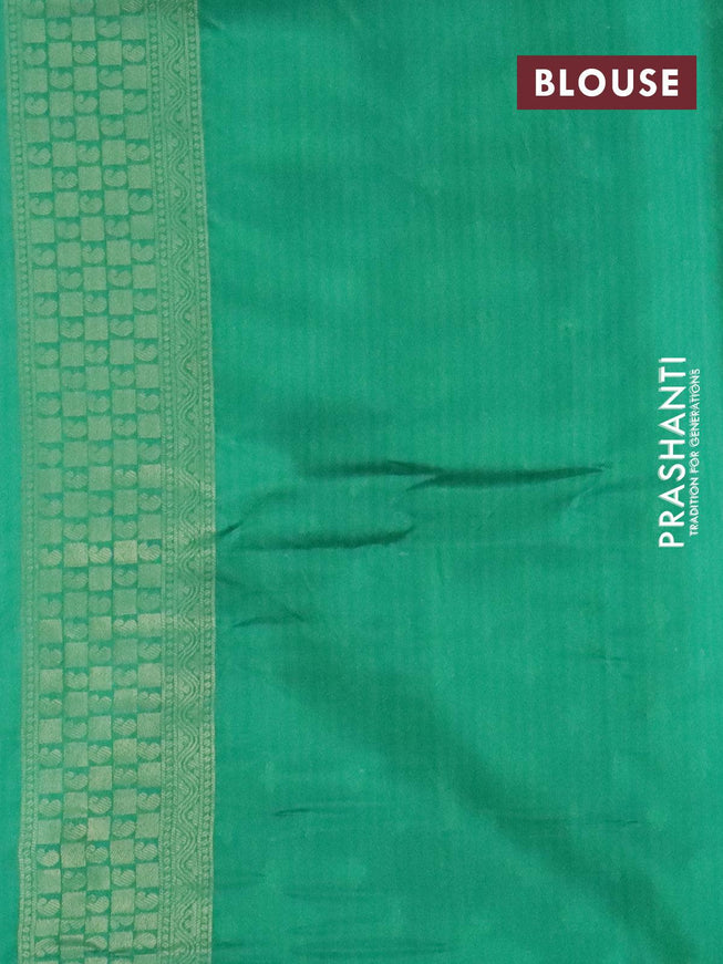 Banarasi softy silk saree green with allover zari weaves & floral digital prints and zari woven border - {{ collection.title }} by Prashanti Sarees