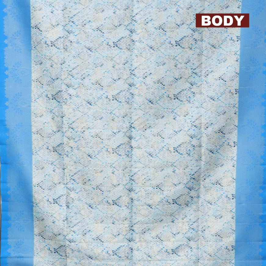 Banarasi softy silk saree pastel blue and blue with allover zari weaves & geometric digital prints and zari woven border - {{ collection.title }} by Prashanti Sarees