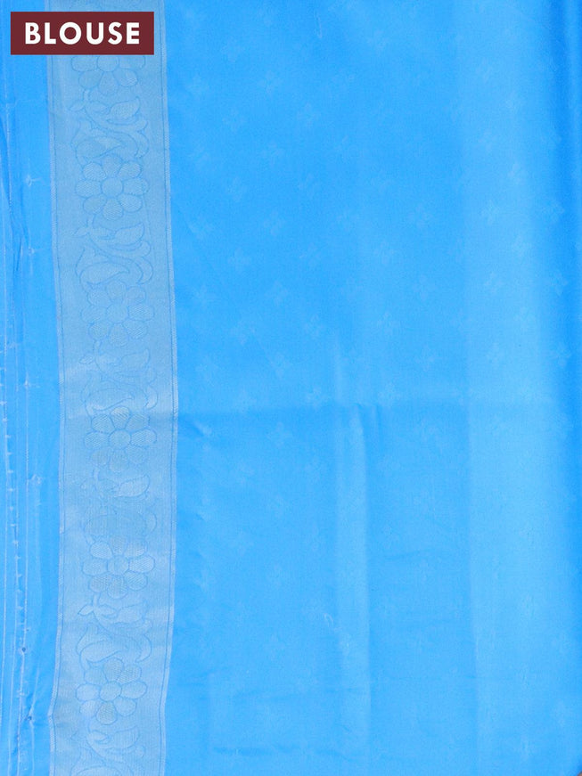 Banarasi softy silk saree pastel blue and blue with allover zari weaves & geometric digital prints and zari woven border - {{ collection.title }} by Prashanti Sarees