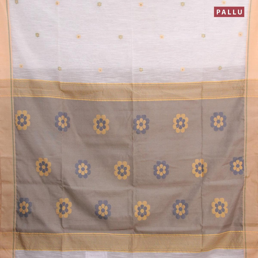 Jamdhani cotton saree off white and grey with thread woven buttas and contrast border - {{ collection.title }} by Prashanti Sarees
