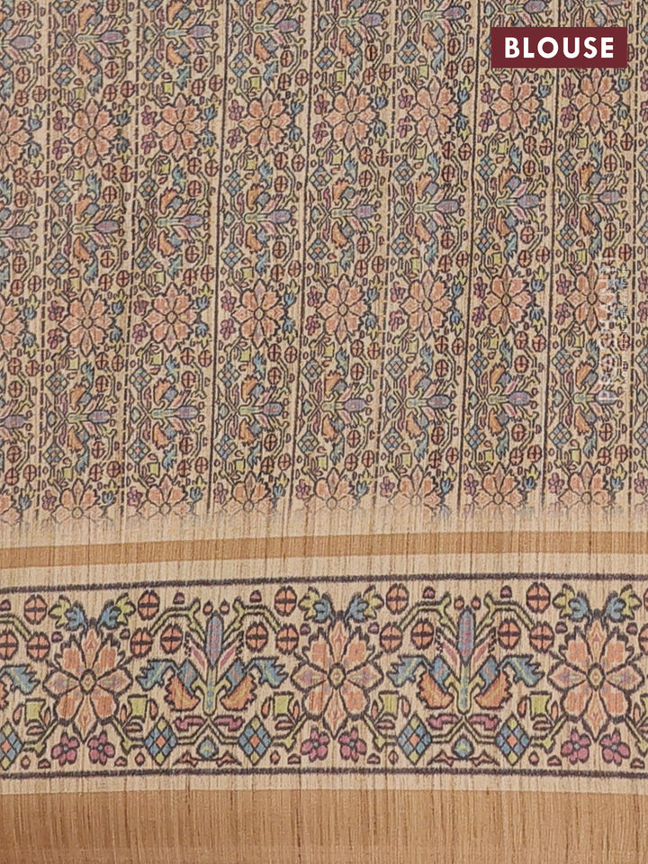 Art tussar saree pastel maroon and sandal with allover prints and patola printed border