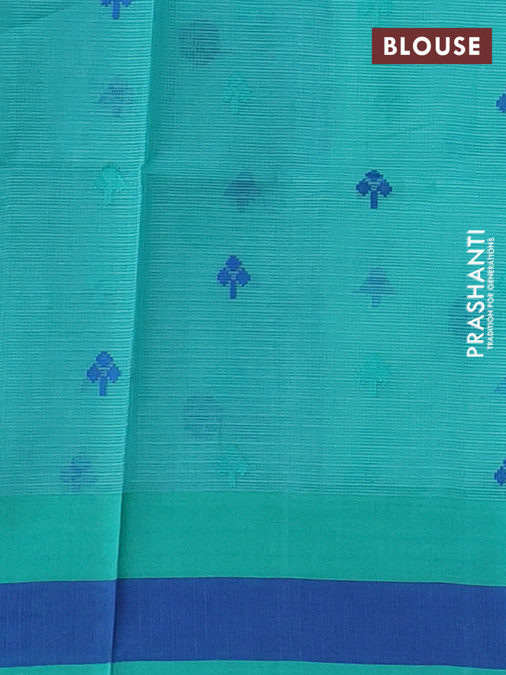 Handloom kota saree teal blue and teal green blue with thread woven buttas and simple border