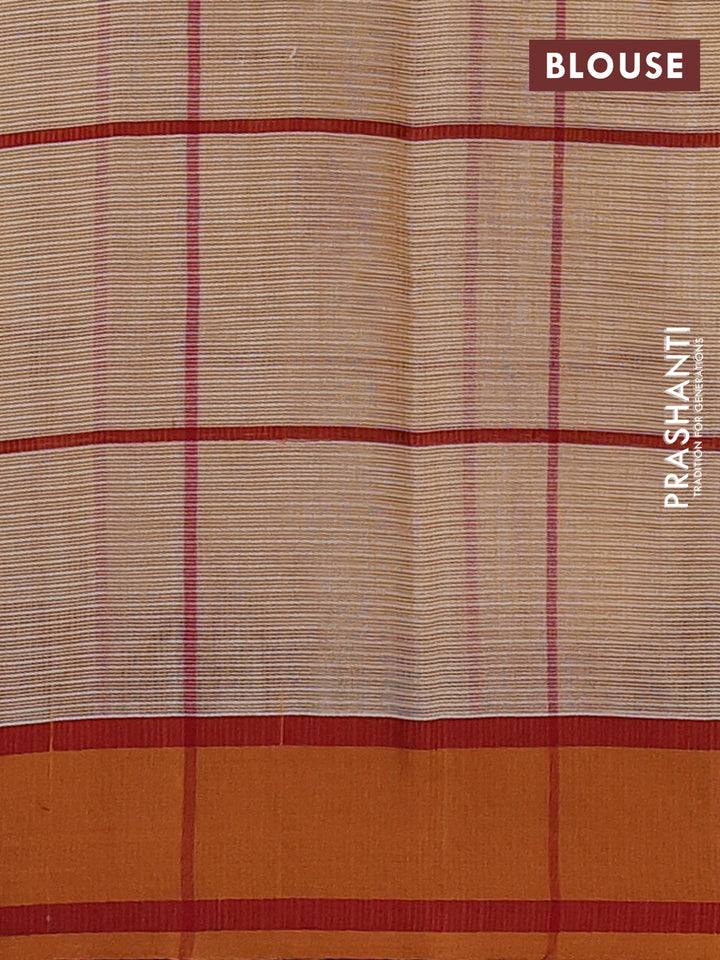 Handloom kota saree sandal maroon and rust shade with allover checks & thread buttas and rettapet border