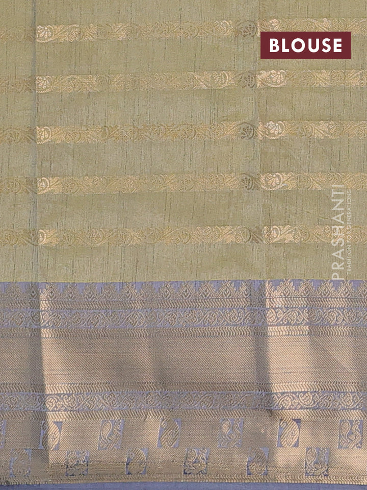 Semi raw silk saree dual shade of pastel maroon and light green grey with allover half & half style and zari woven border