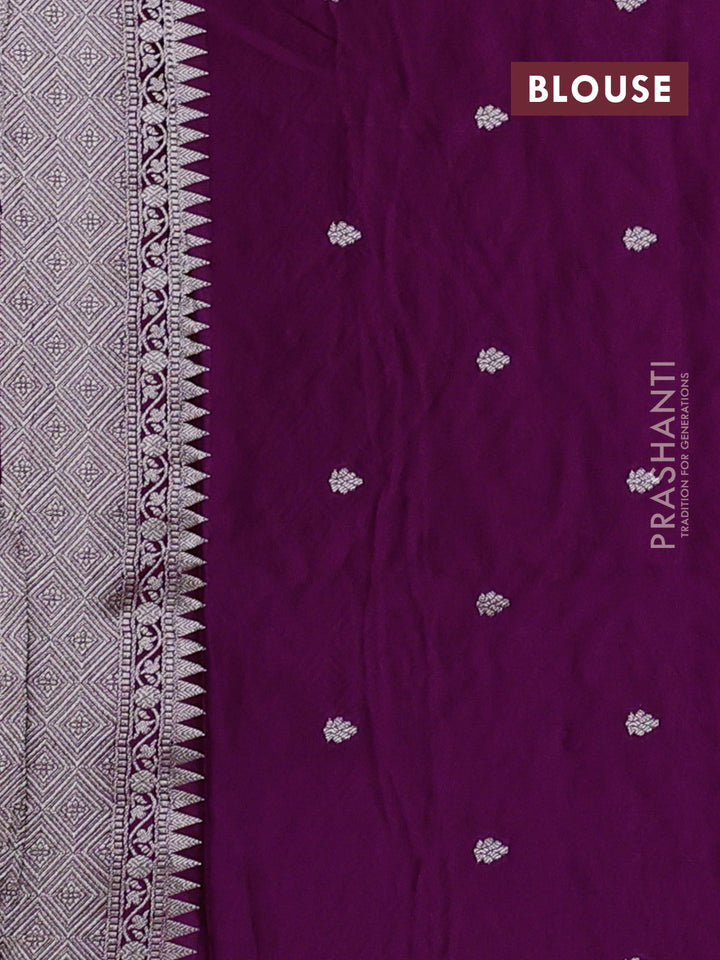 Art mushru silk saree purple with allover thread & zari woven jamdhani weaves and zari woven border