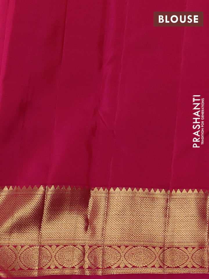 Pure kanchipuram silk saree manthulir green and pink with zari woven buttas and zari woven border