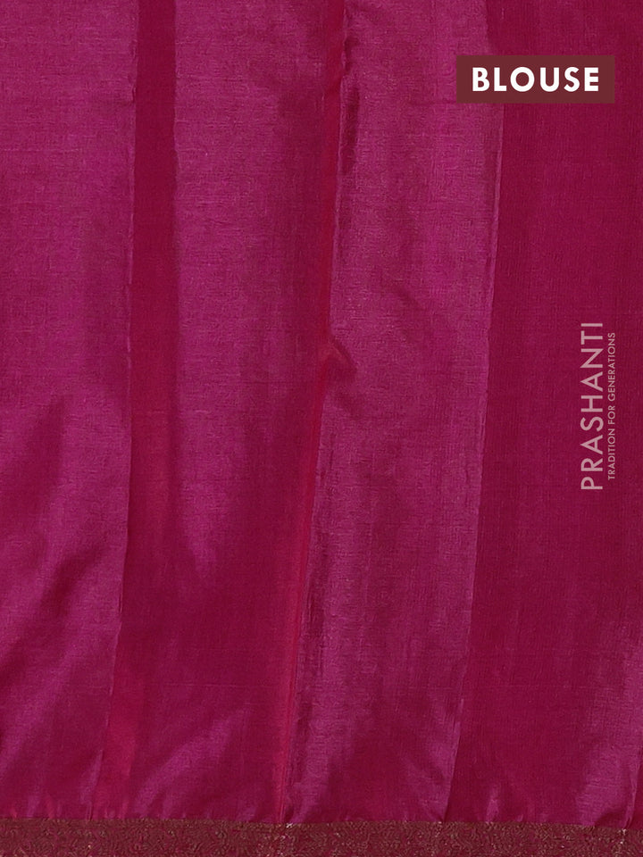 Banarasi tussar silk saree peacock green and magenta pink with allover thread & zari woven buttas and small woven border