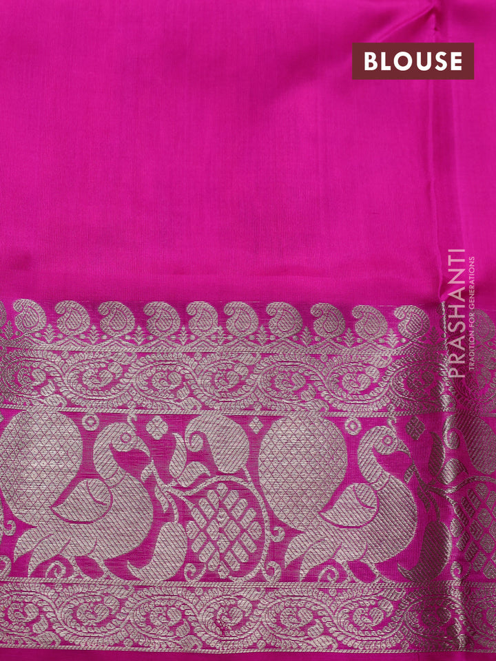 Venkatagiri silk saree candy pink and pink with allover silver zari woven buttas and long silver zari woven border