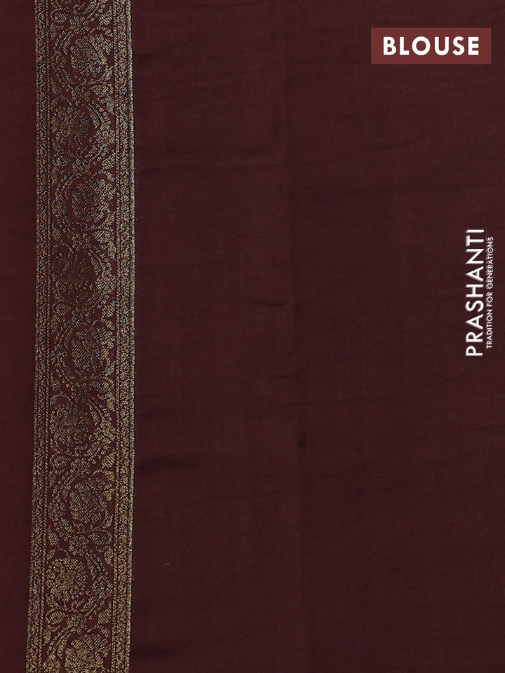 Chiniya silk saree orange and coffee brown with allover thread & zari woven buttas and woven border