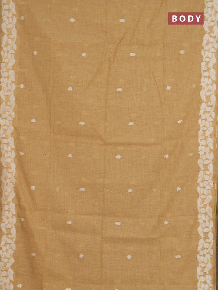 Jamdhani cotton saree sandal with allover thread & zari woven buttas and jamdhani pallu