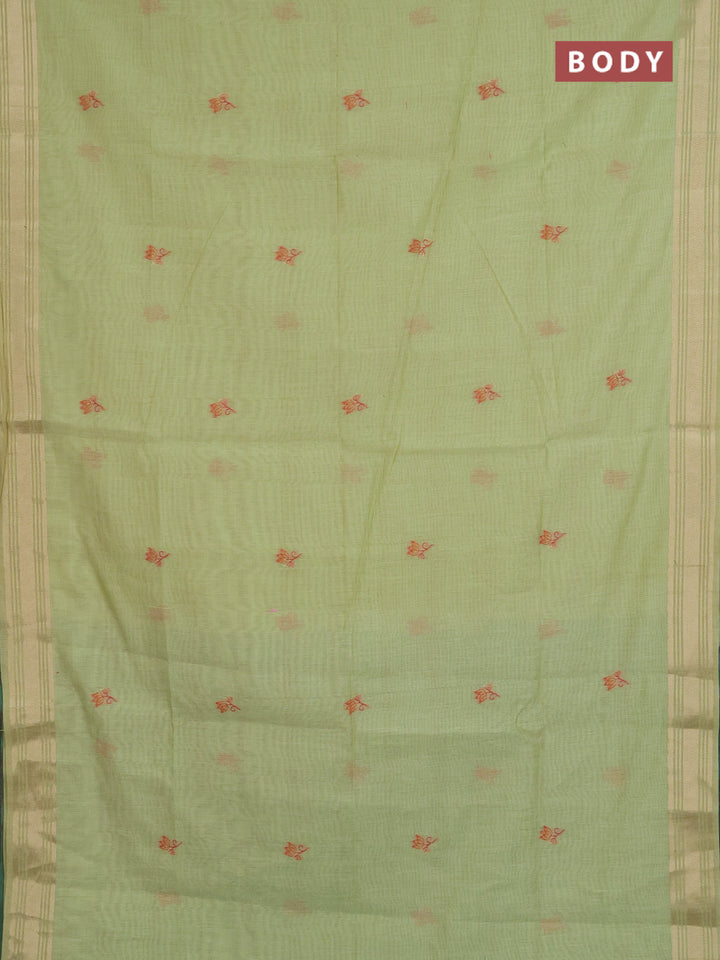 Jamdhani cotton saree pista green and green with thread & zari woven buttas and jamdhani pallu
