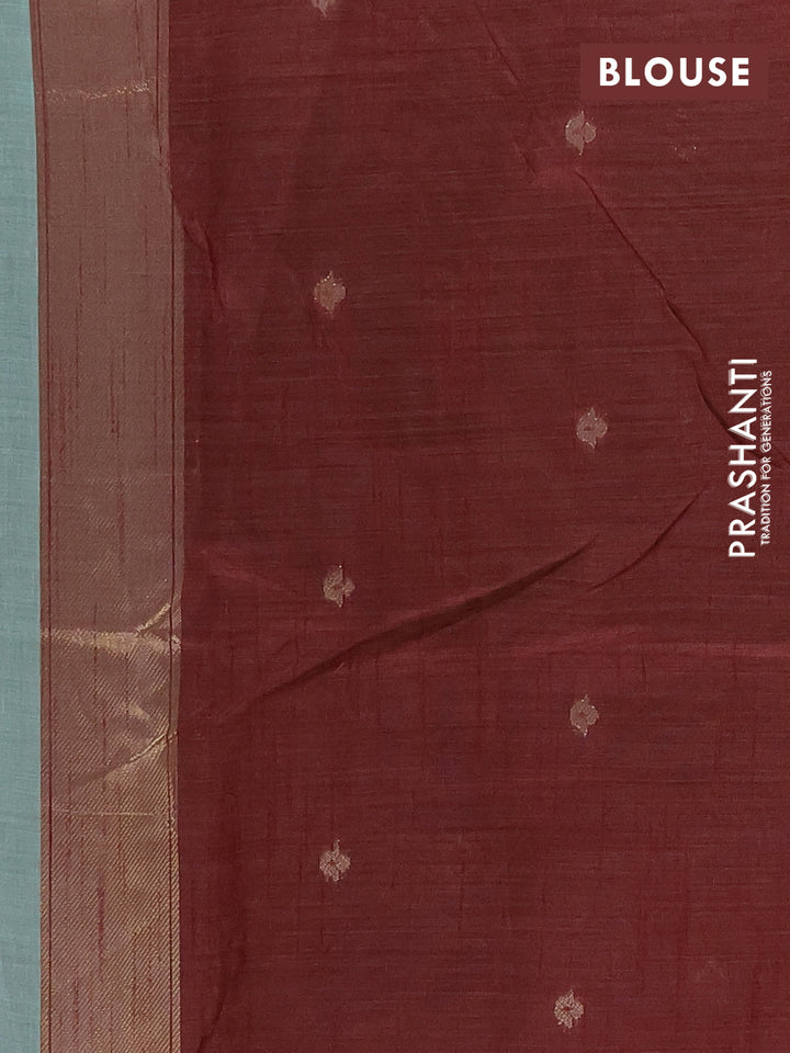 Jamdhani cotton saree teal green and maroon with allover thread & zari woven buttas and jamdhani pallu