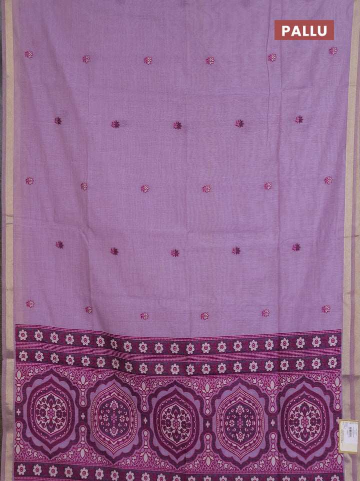 Jamdhani cotton saree lavender and purple with allover thread woven buttas and jamdhani pallu