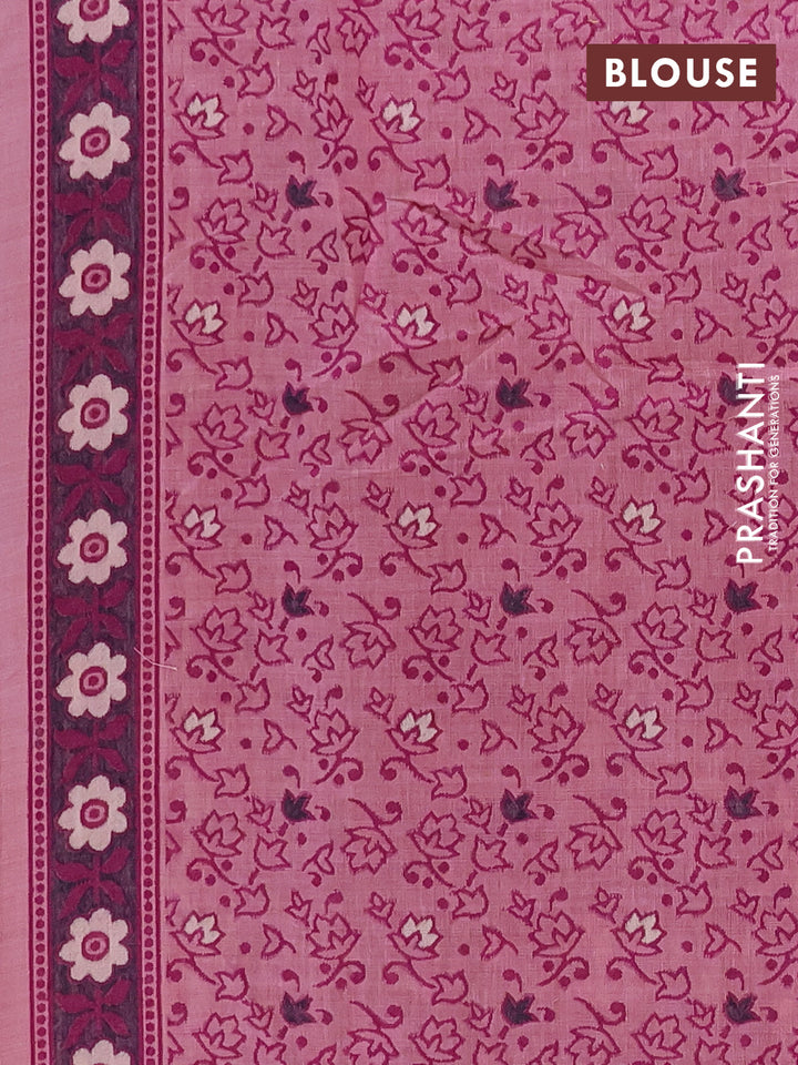 Jamdhani cotton saree peach pink and magenta pink with allover thread woven buttas and jamdhani pallu