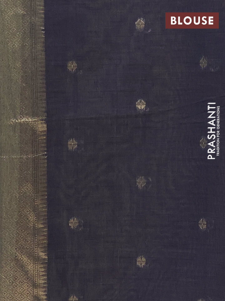 Jamdhani cotton saree pista green and navy blue with allover thread & zari woven buttas and jamdhani pallu