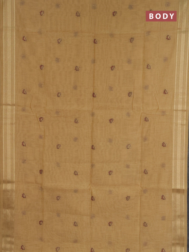Jamdhani cotton saree sandal with allover thread & zari woven buttas and jamdhani pallu